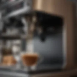 Close-up of a Jura coffee machine brewing coffee
