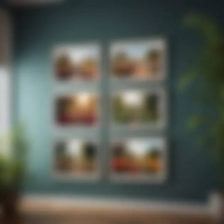 A close-up of color-coordinated frames displaying a harmonious selection of images.