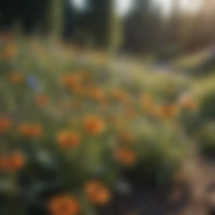 Wildflower garden attracting pollinators like bees and butterflies