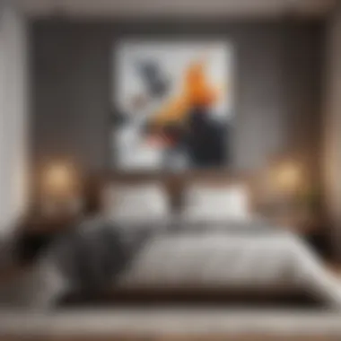 Abstract Art Enhancing Bedroom Serenity A serene bedroom adorned with abstract paintings