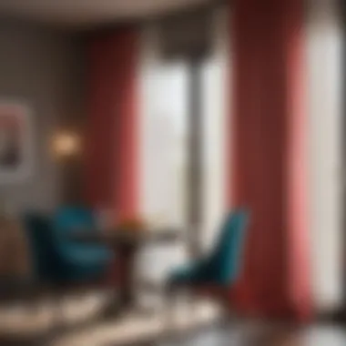 Colorful curtains coordinating with dining room decor