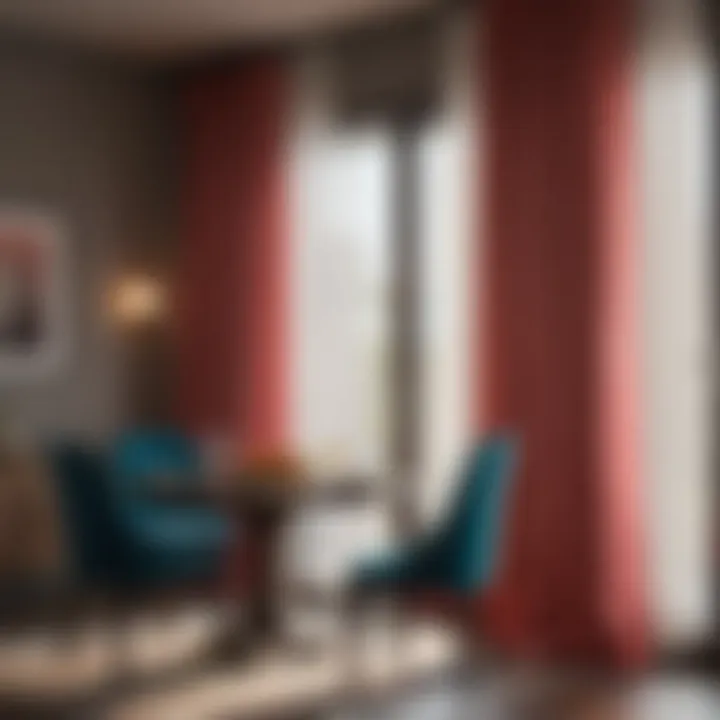 Colorful curtains coordinating with dining room decor