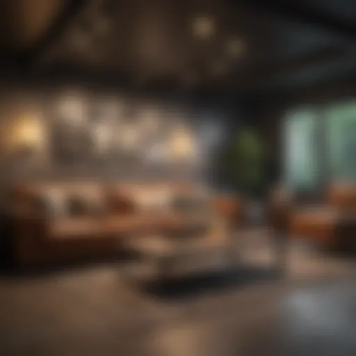 Cozy basement lounge area with modern decor