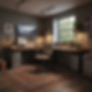 Functional Home Office in the Basement Basement home office setup with functional design and good lighting