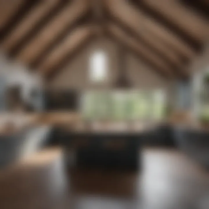 Stunning kitchen interior showcasing a vaulted ceiling