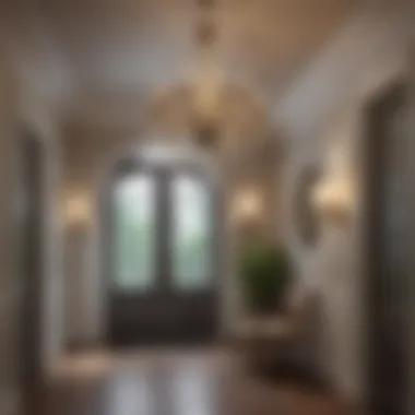 Chandelier in Entryway Design Charming entryway featuring a beautifully designed chandelier