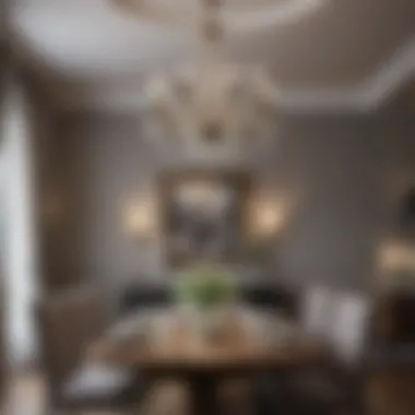 Chandelier Placement in Dining Room Elegant chandelier hanging in a stylish dining room
