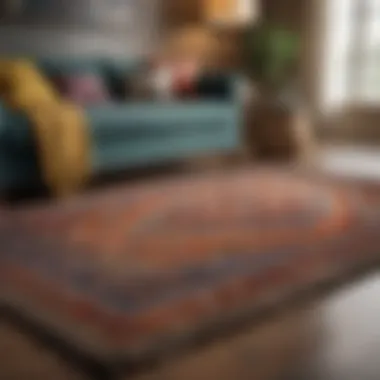 Cohesive color palette in rug and furniture
