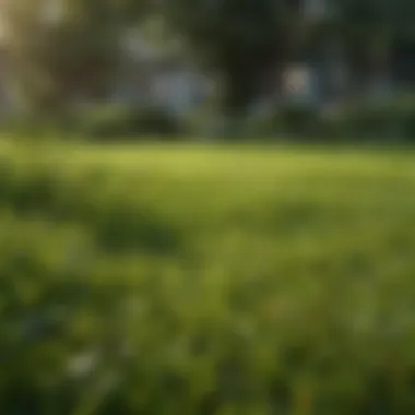 A lush green lawn demonstrating the effects of proper fertilization Healthy lawn with optimal fertilizer
