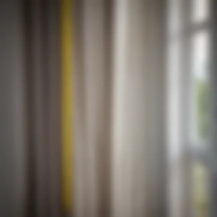 Measuring curtain width with a tape measure against a window