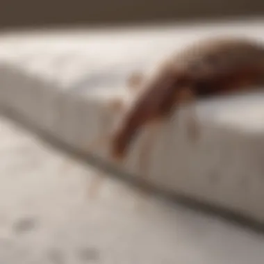 Close-up of bed bugs on a mattress