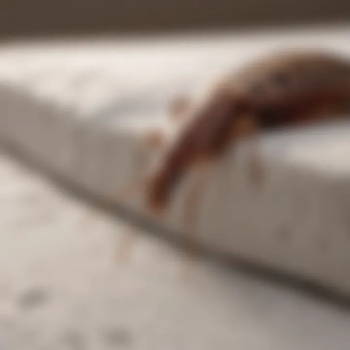 Close-up of bed bugs on a mattress