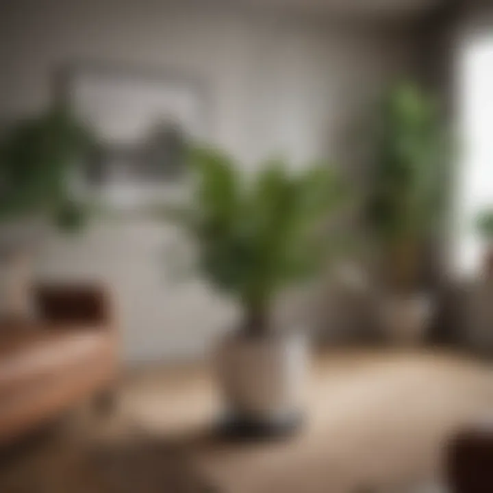 A serene corner of a living room featuring various indoor plants