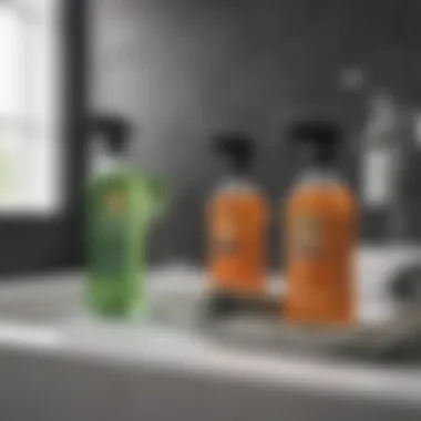 Various eco-friendly cleaning agents displayed neatly