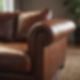 Elegant leather sofa being cleaned with a soft cloth