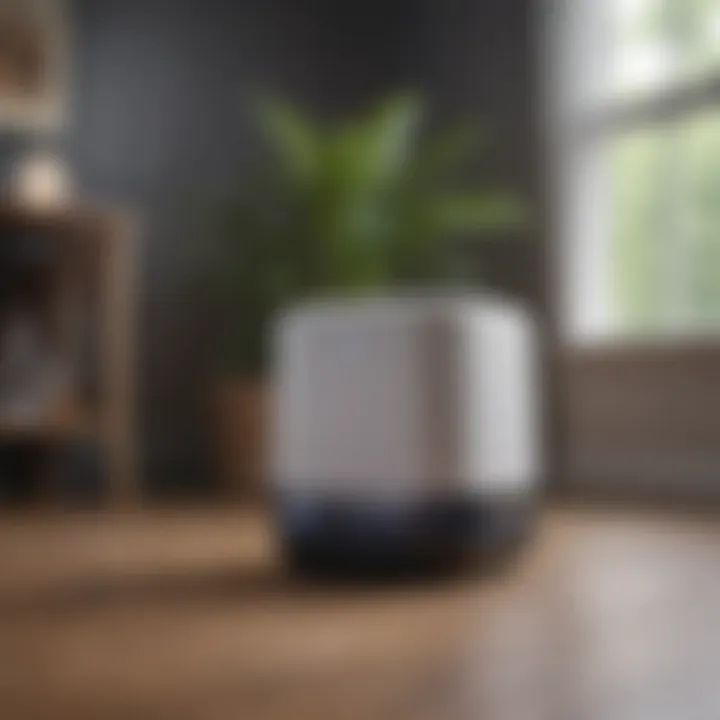 Air purifier operating to improve indoor air quality and reduce dust