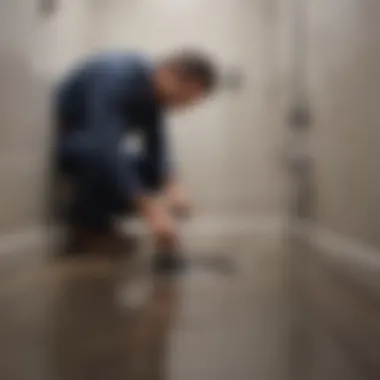 When to Seek Professional Help A professional plumber assessing a shower drain with advanced equipment.