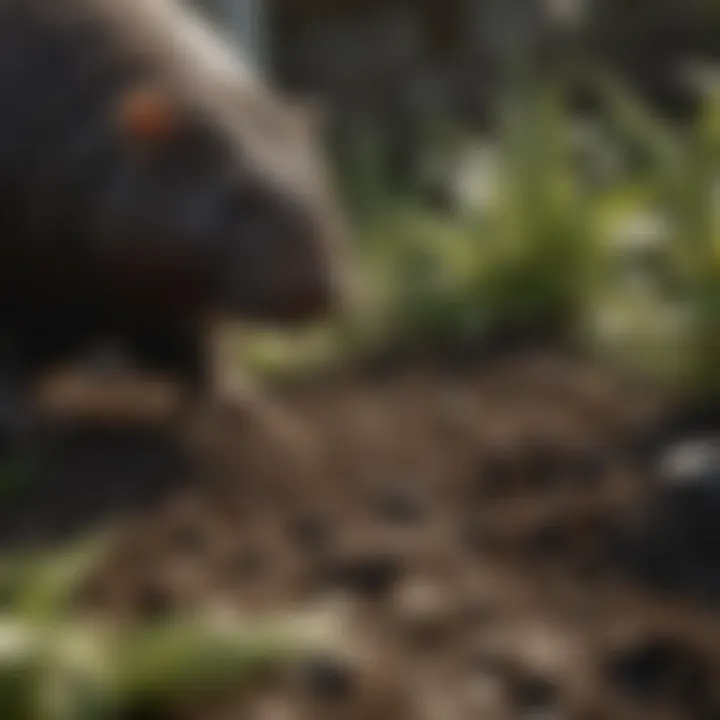 Signs of mole activity in a backyard