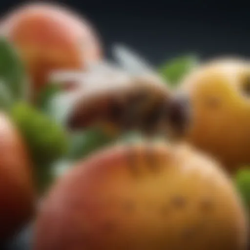 A close-up of ripe fruit attracting fruit flies