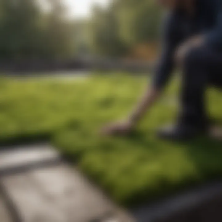 Person applying eco-friendly moss treatment on a roof