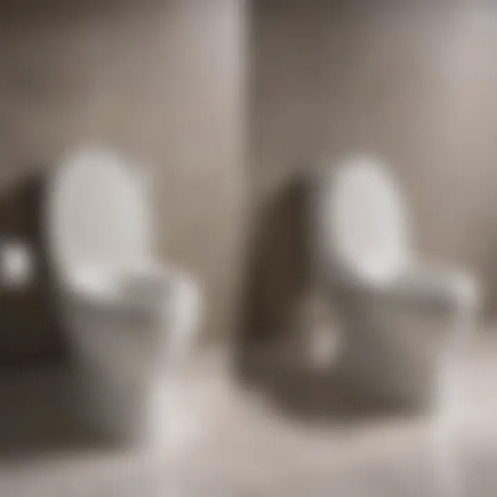 Before and after comparison of a cleaned toilet with no stains