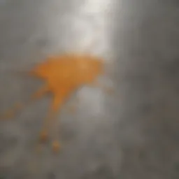 Close-up of a concrete surface stained with oil