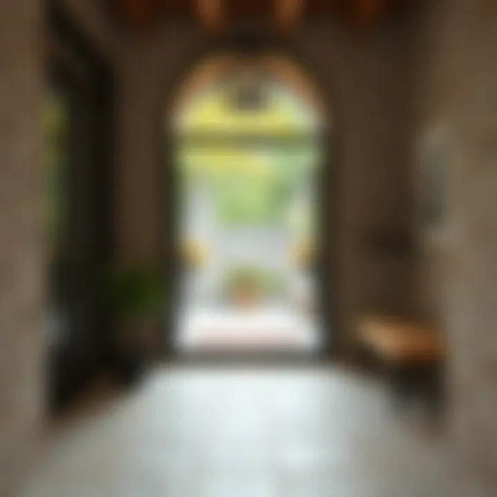 Natural Stone Tiles for a Textured Look Natural stone tiles adding texture to the entrance