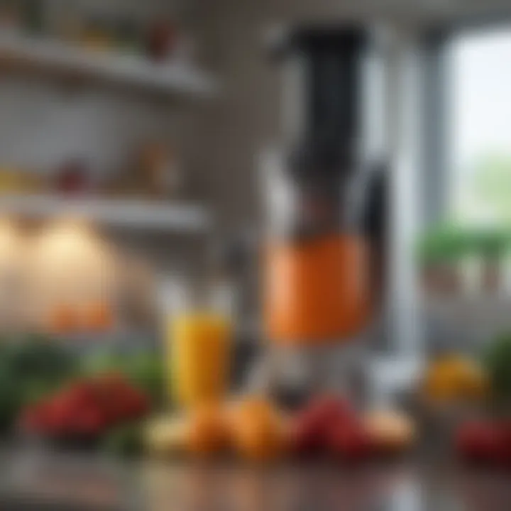 Variety of fresh fruits and vegetables ready for juicing