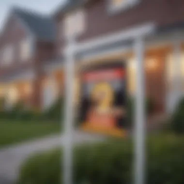 Close-up of a house sold sign in front of a property