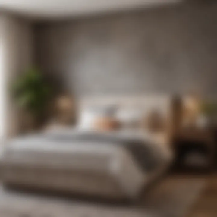Cozy bedroom showcasing a serene accent wall