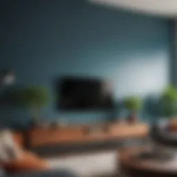 Modern living room with a bold accent wall