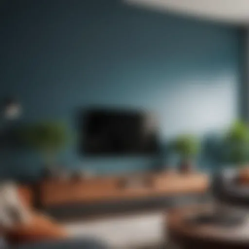 Modern living room with a bold accent wall