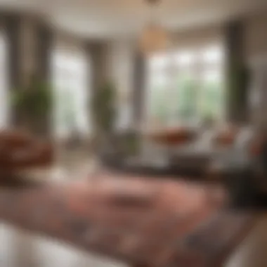 Cozy Living Room with Trendy Rug A cozy living room featuring a unique design trend in rugs