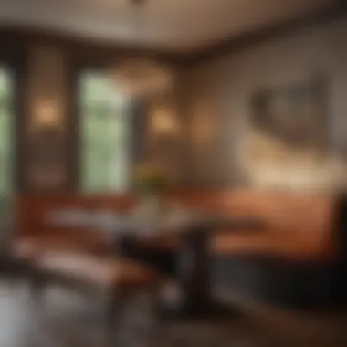 Cozy Banquette Dining Area with Rich Textures Cozy banquette dining area with rich textures