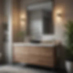 Elegant bathroom vanity featuring a stylish sink and ample storage