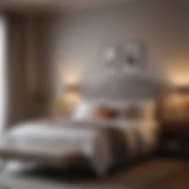 Serene Bedroom Retreat Luxurious bedroom arrangement with plush bedding and ambient lighting