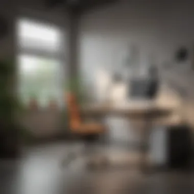 Functional Office Environment Minimalist workspace featuring a sleek desk and ergonomic chair