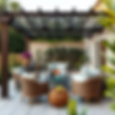 Chic Outdoor Entertaining Area An inviting outdoor entertaining space with stylish furniture