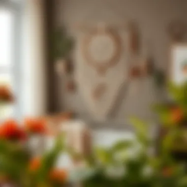 Charming boho nursery wall with macrame and natural elements