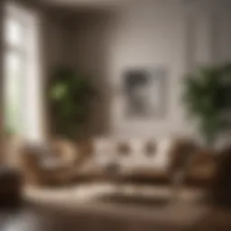 Elegant cane sofa set in a modern living room