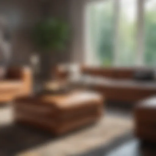 Stylish modern ottoman in a bright living room setting
