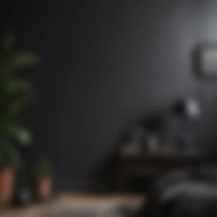 Mood board showcasing various dark paint shades for bedrooms