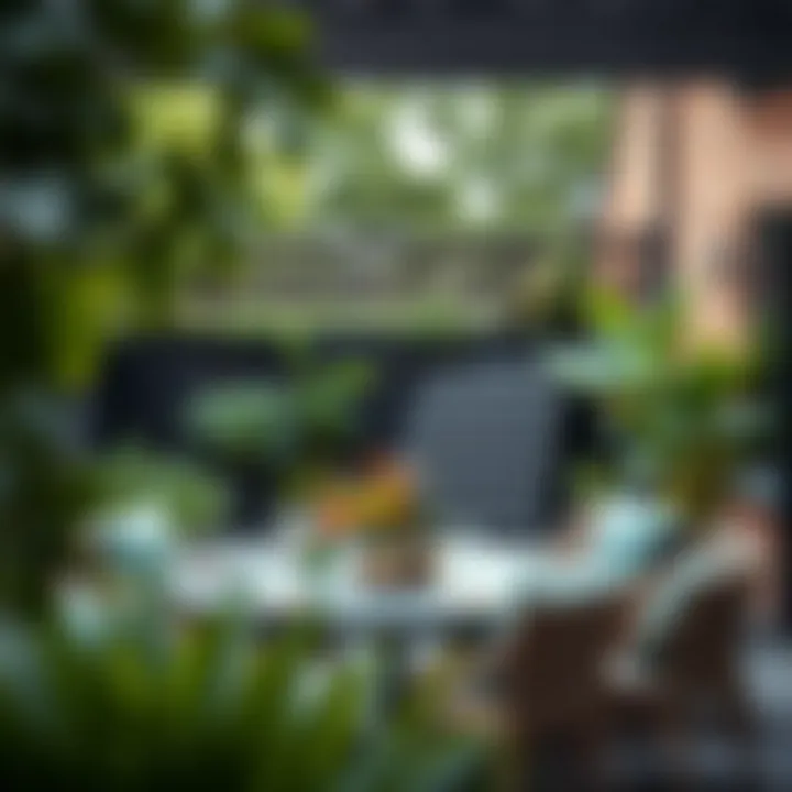 Outdoor Dining Experience Stylish outdoor dining setup surrounded by greenery