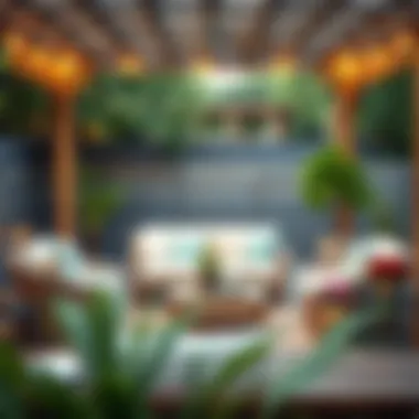 Chic Outdoor Lounge Setup Trendy outdoor lounge area with chic decor