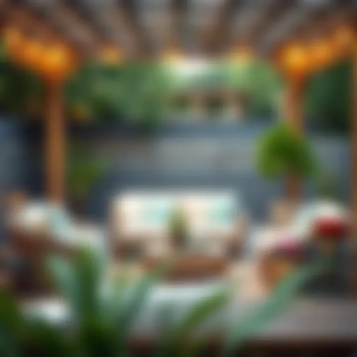 Chic Outdoor Lounge Setup Trendy outdoor lounge area with chic decor