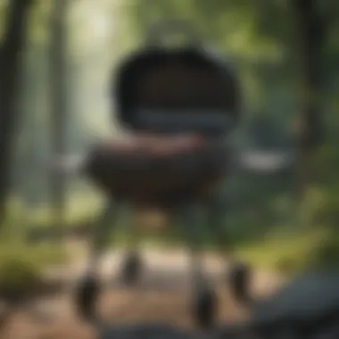 Classic Charcoal Grill A traditional charcoal grill surrounded by nature
