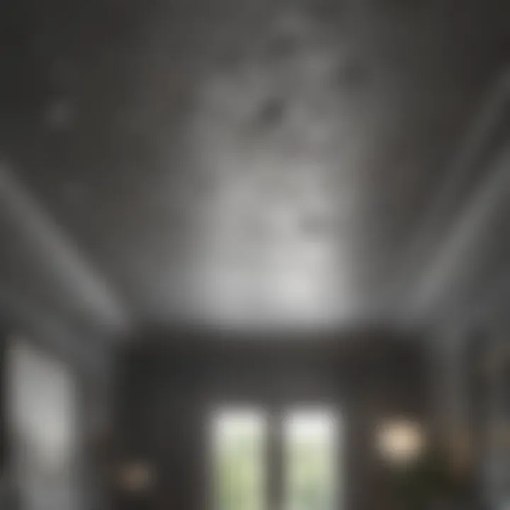 Stylish ceiling adorned with a knockdown texture effect.