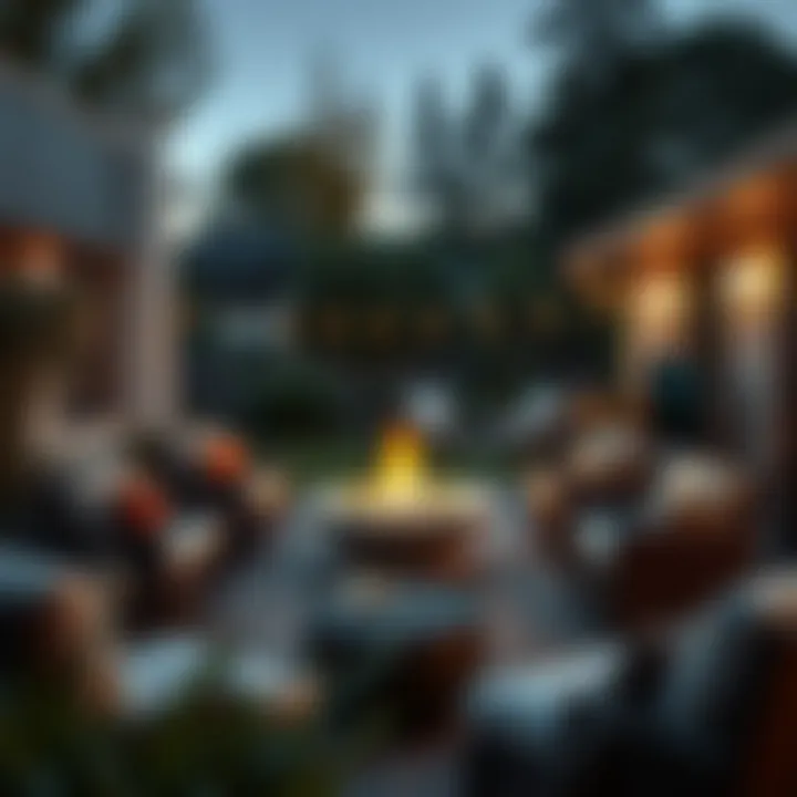 Cozy Firepit Area Surrounded by Deck Furniture Cozy firepit area surrounded by deck furniture