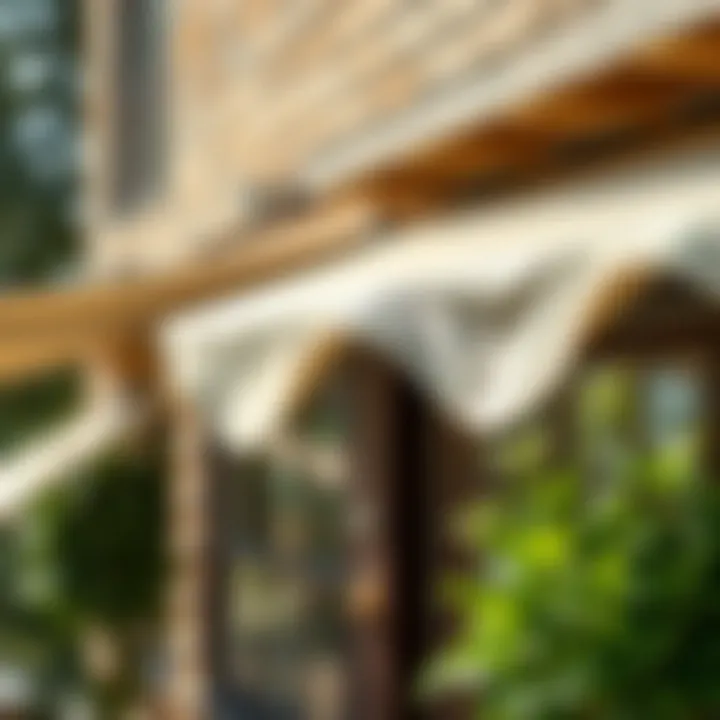 Close-up view of fabric material used for awnings