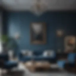 Elegant living room featuring Drawing Room Blue walls